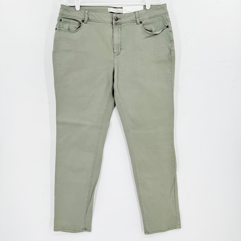 EST. 1946 Denim Women's Stretch Mid Rise Skinny Green Jeans Size 16 Casual NWT